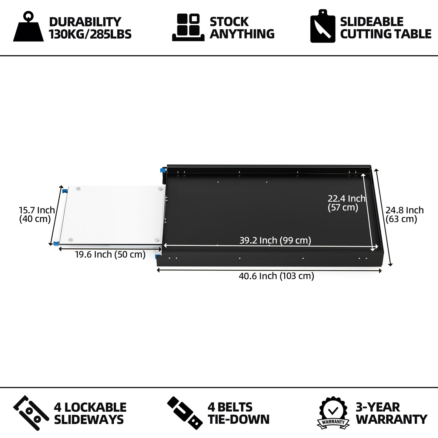 Fridge Slide 40 inch w/ Chopping Board