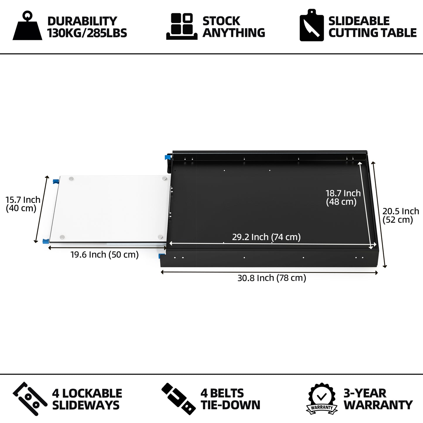 Fridge Slide 40 inch w/ Chopping Board